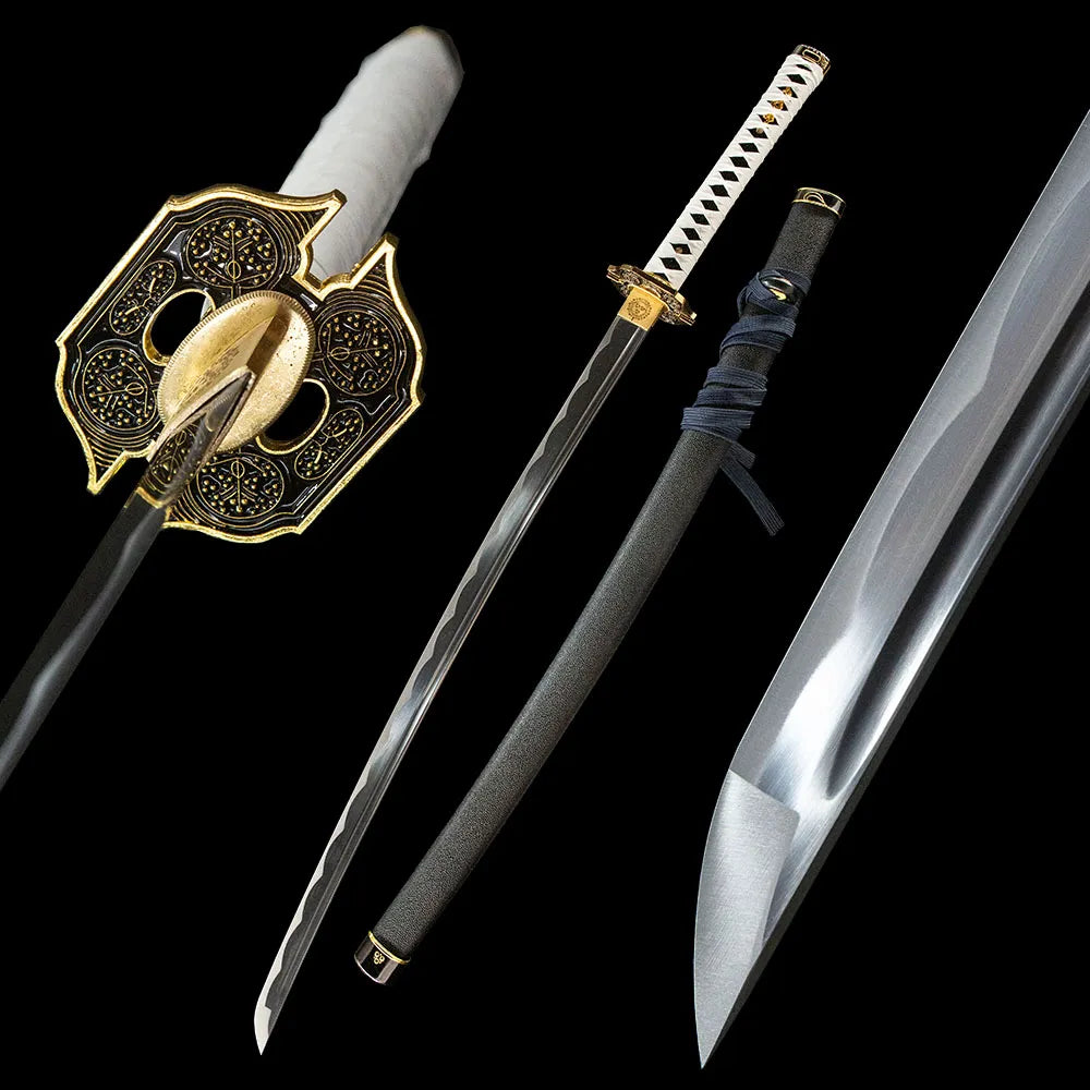 Yamato Katana, 1045 oil quenched single hi alloy fitting PU wood saya budget entry samurai sword