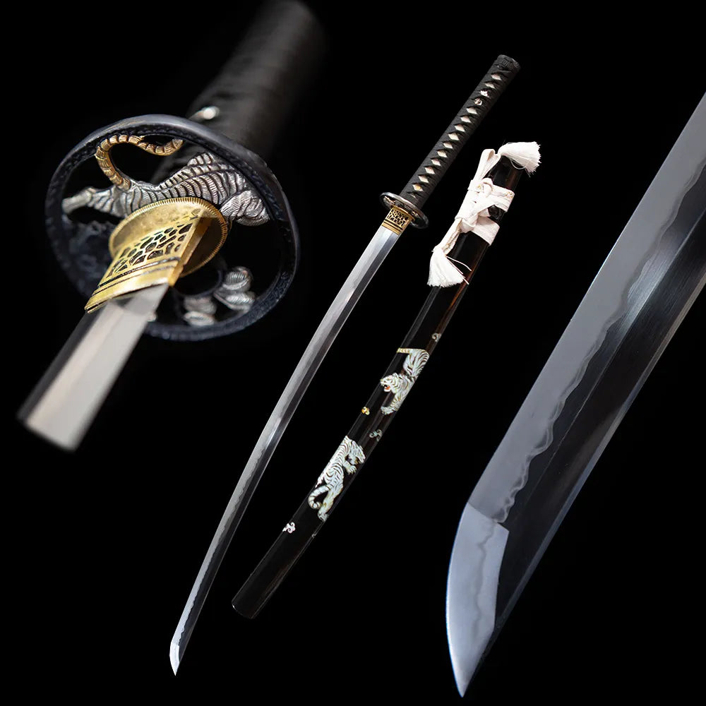 Full dark tiger katana complete set studio shot