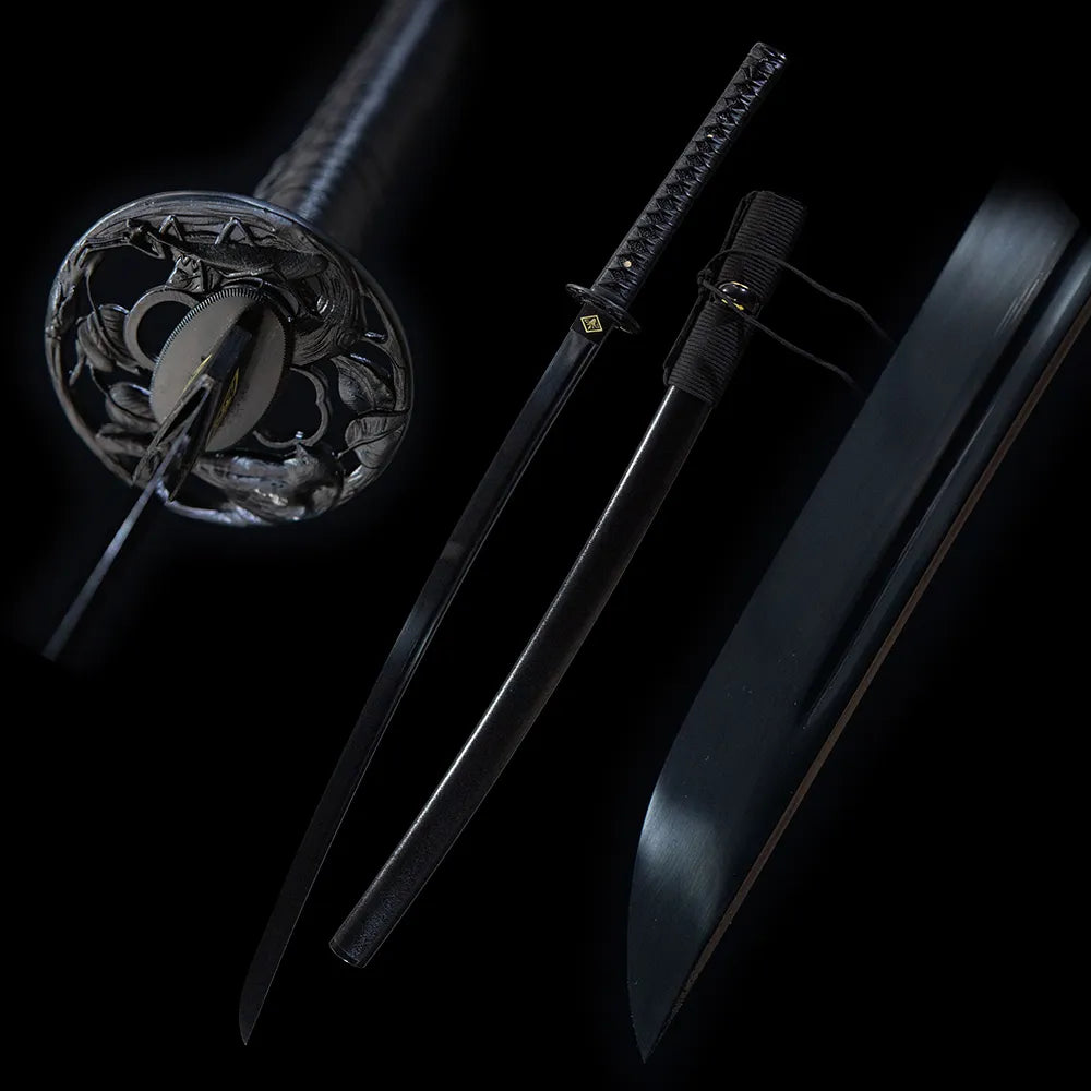 T10 High Hardness Matte Black Tactical Steel Blade All Black Combat Fittings Nylon Tactical Saya Disassemblable Training Katana