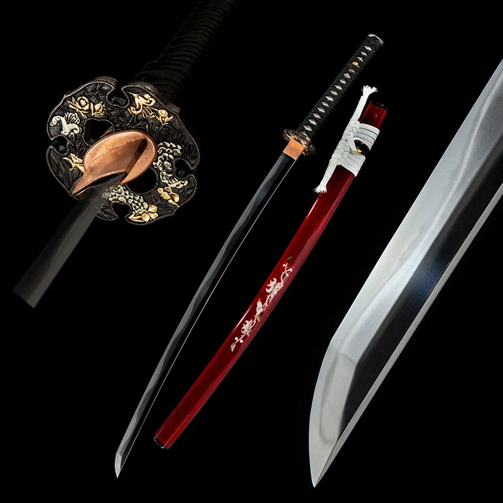 Imu Maru Katana	T10 Notare Hamon Real Yokote Gold Silver Plated Copper Full Ox Horn Katana