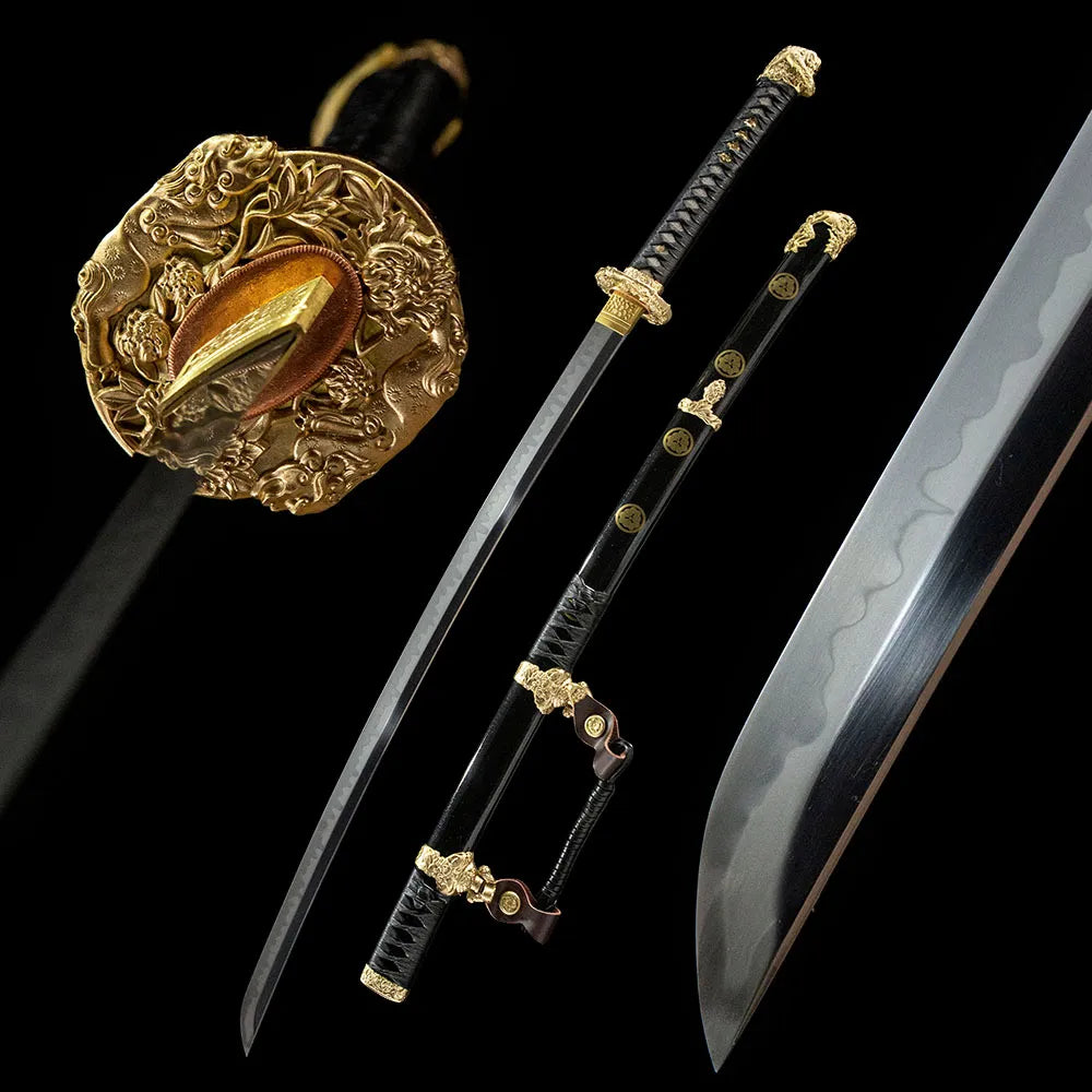 The Firmament Tachi, T10 maru no hi gunome hamon traditional hanging Japanese tachi with full copper koshirae
