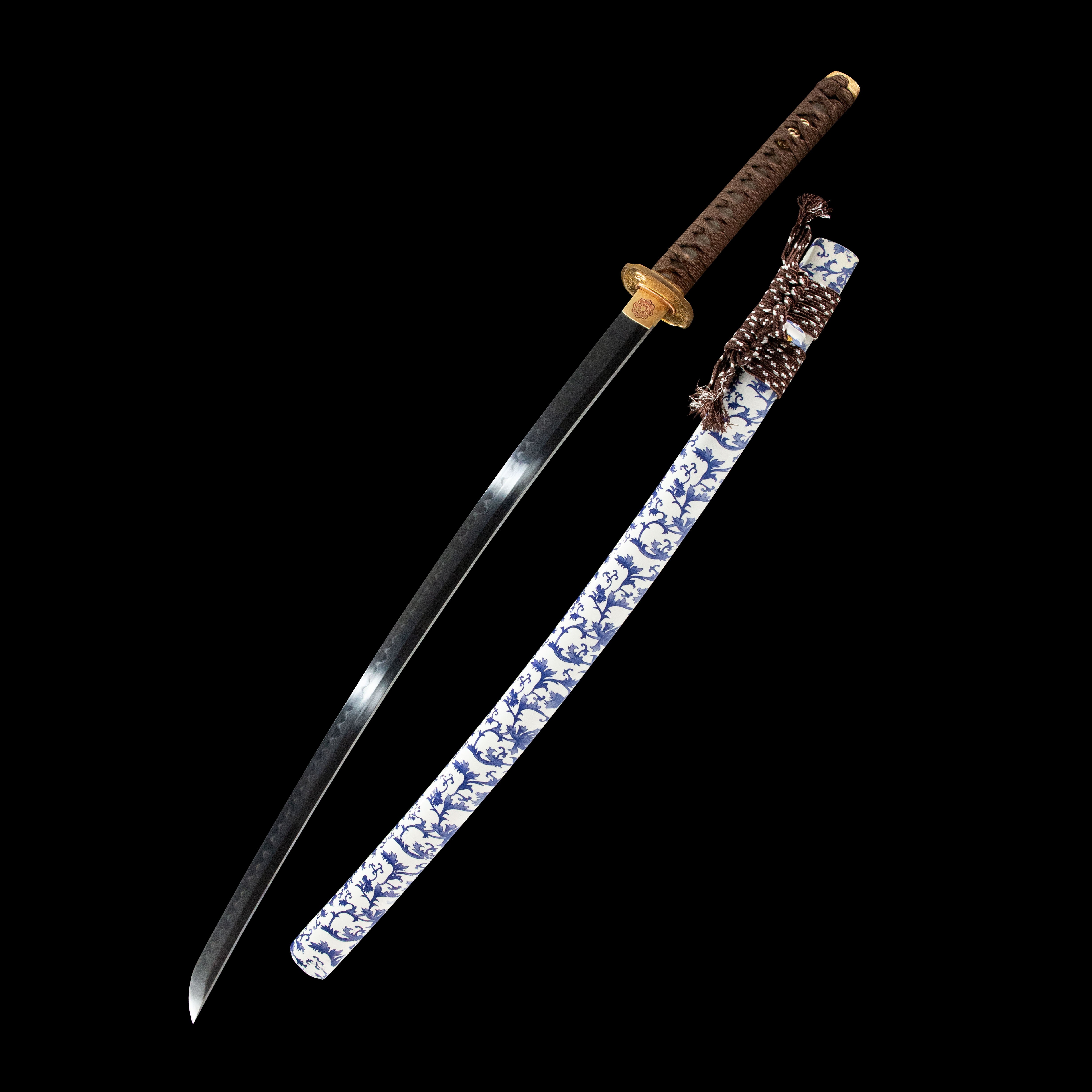 blue white porcelain katana