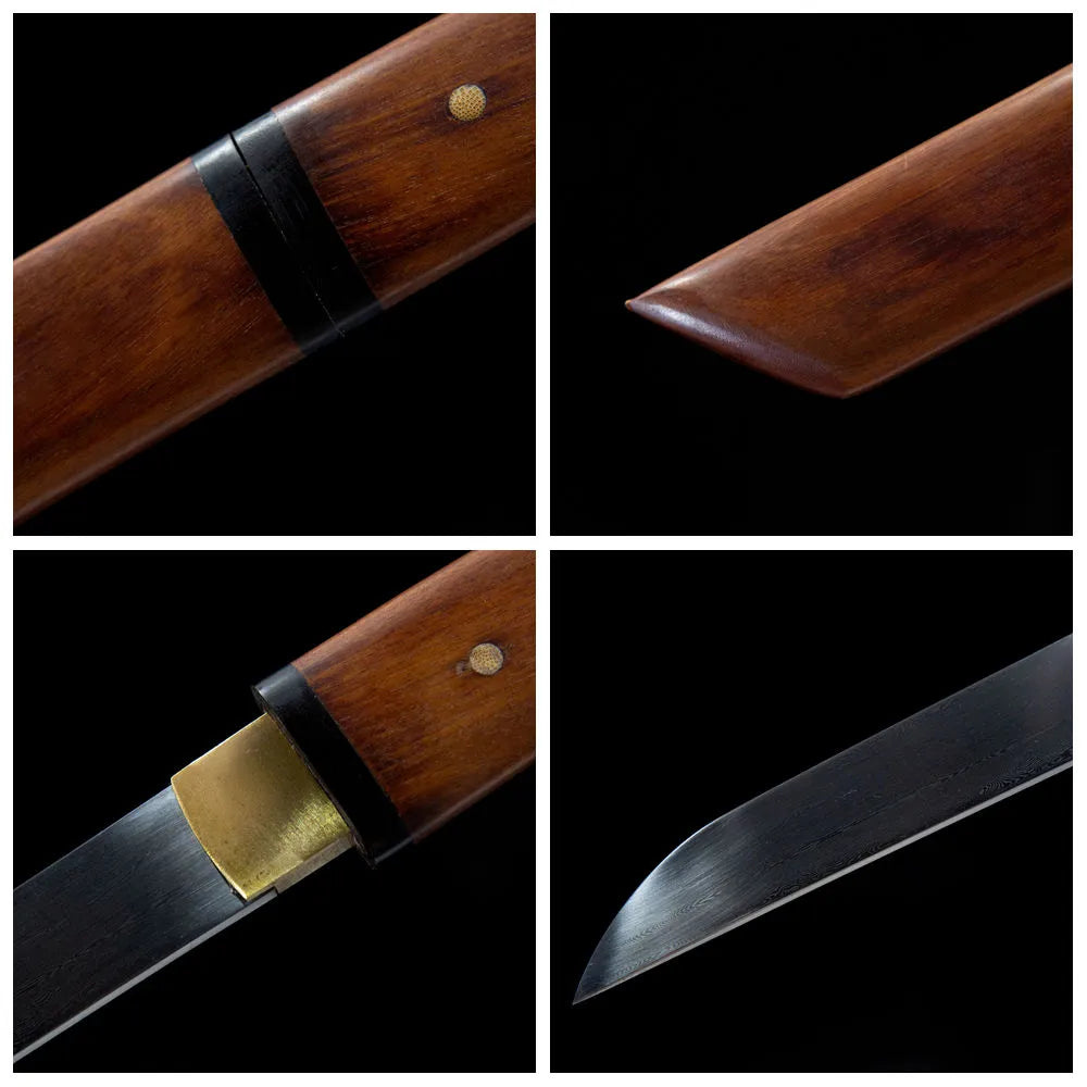 4-grid close-up collage wooden tanto parts