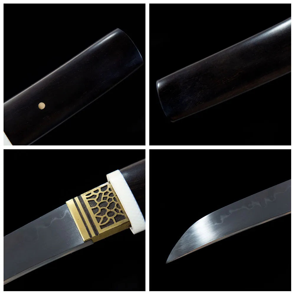 4-grid close-up collage of tanto parts