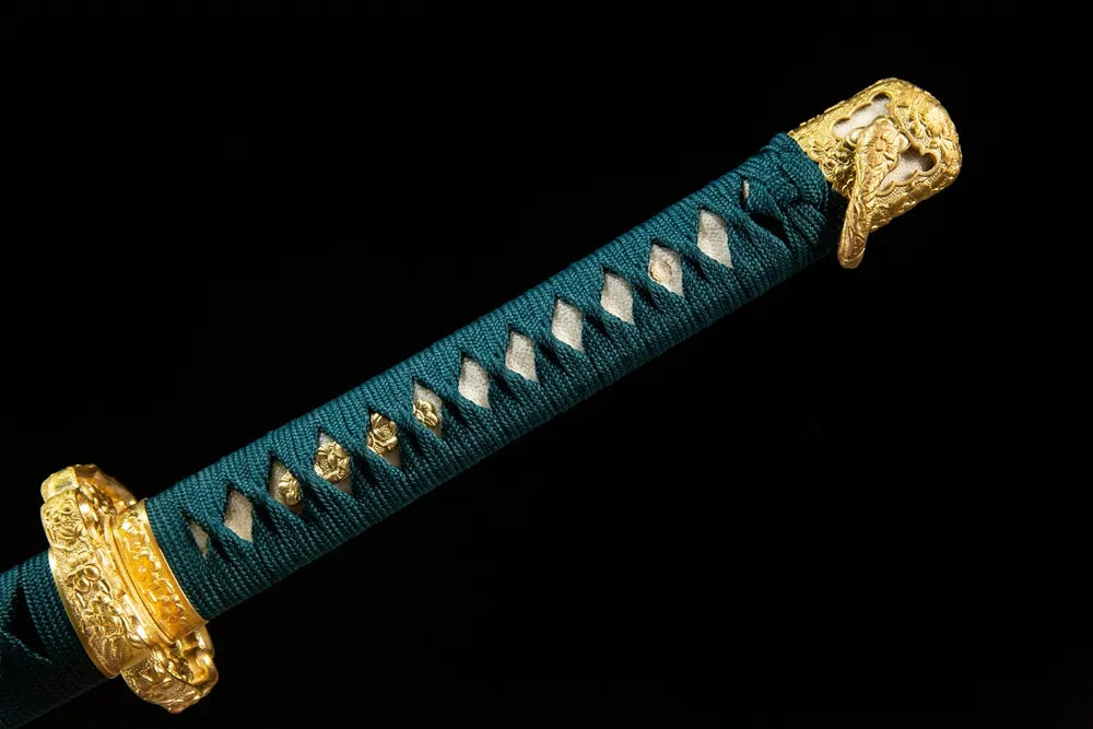 Chrysanthemum Pattern Tachi full handle, ray skin wrapped with silk cord