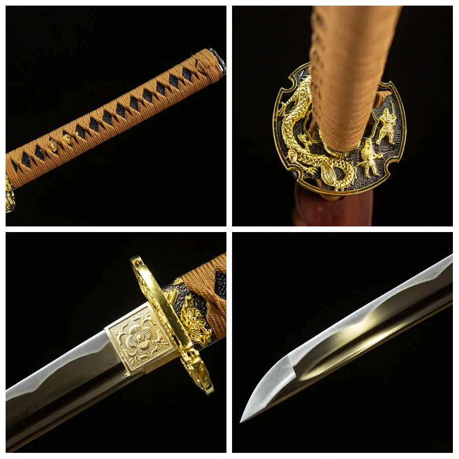 Dragon's Radiance Katana roasted gold blade with blood groove