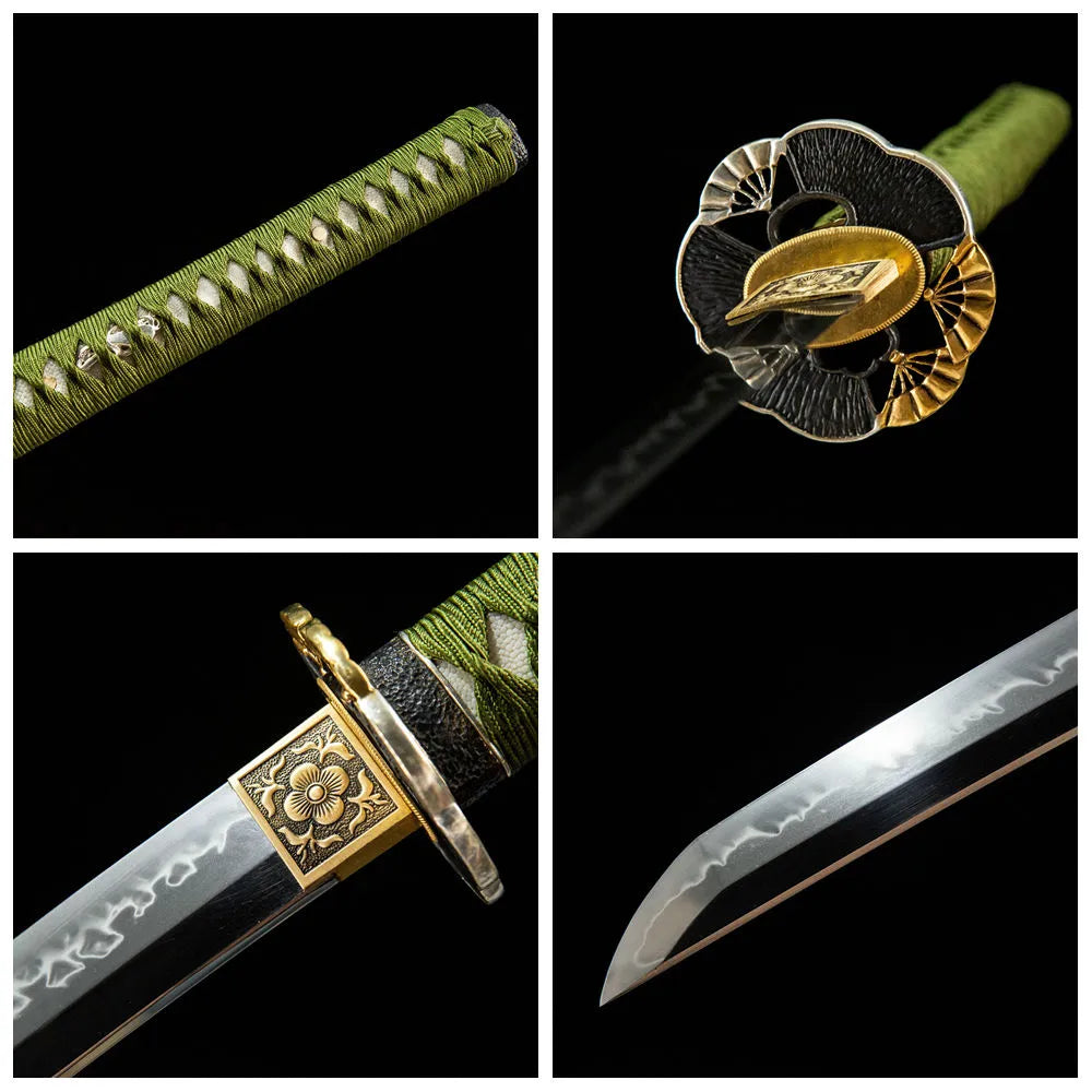 Floating Clouds Katana 4-grid detail collage blade handle tsuba and blade