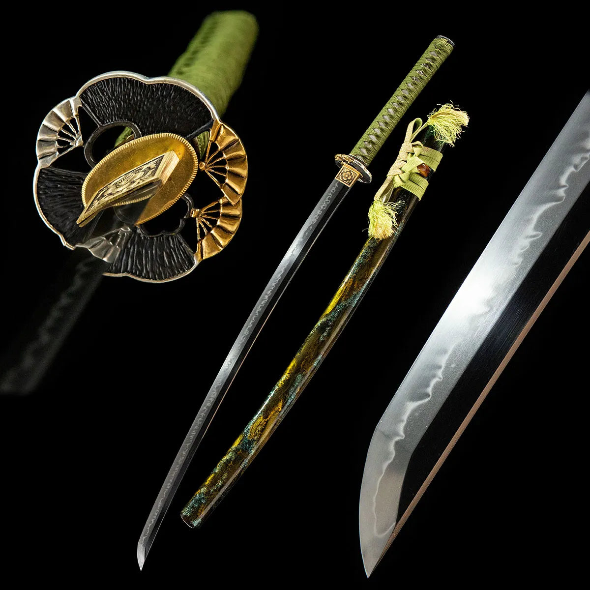 Floating Clouds Katana hand engraved T10 steel collectible samurai sword