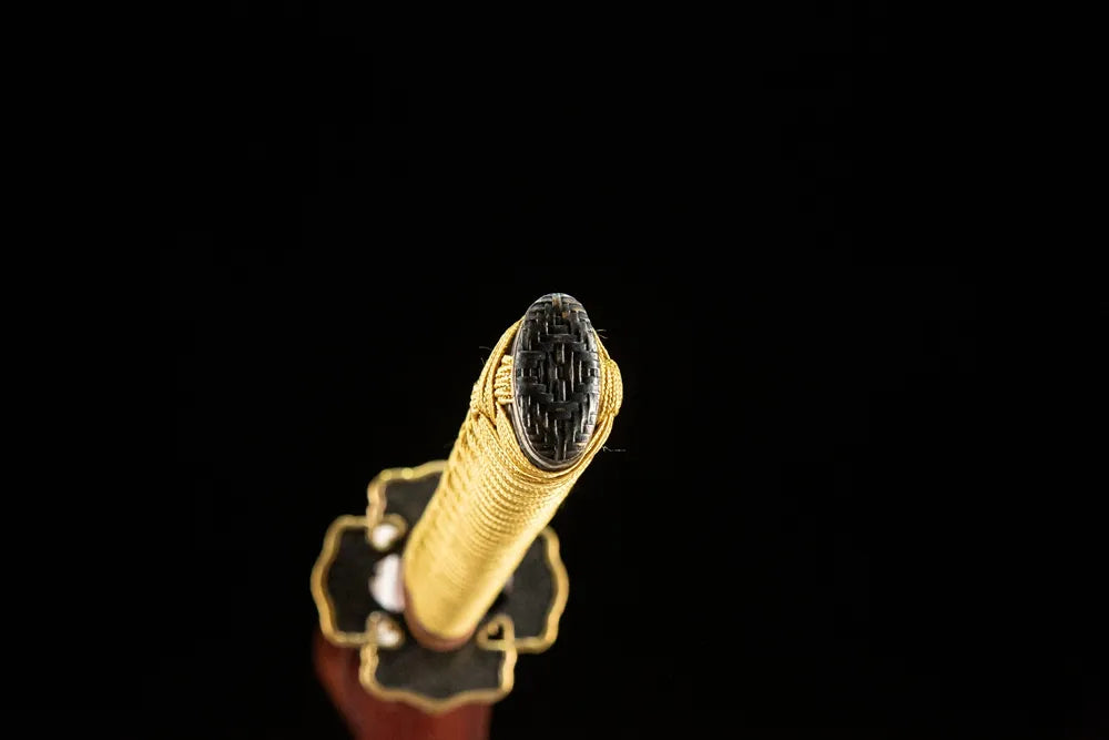 Unprecedented Katana copper gilding silver kashira pommel cap detail