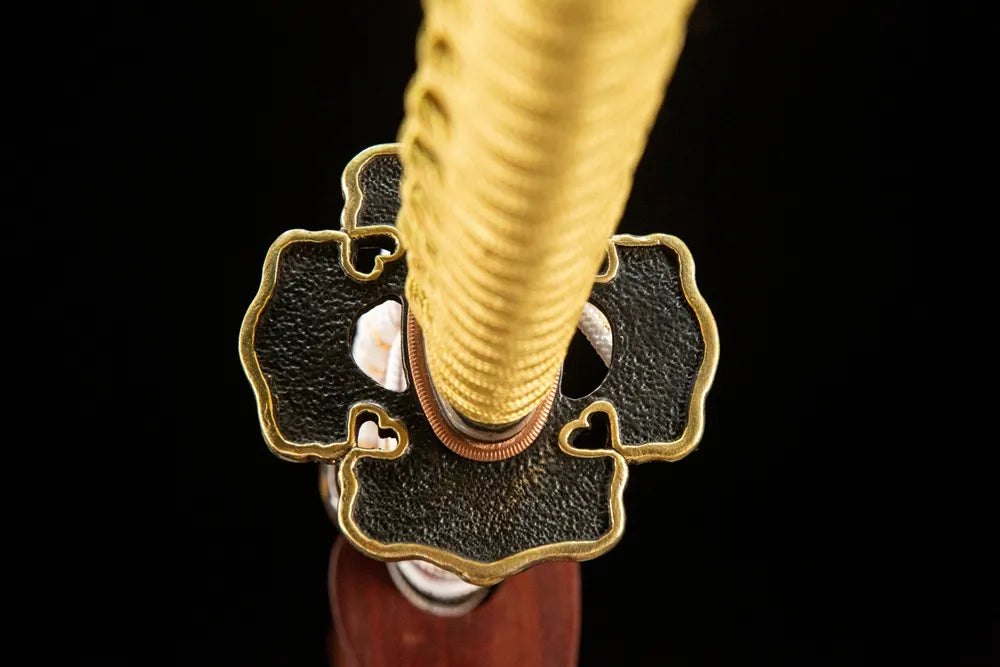 Unprecedented Katana copper gilding silver tsuba reverse side view