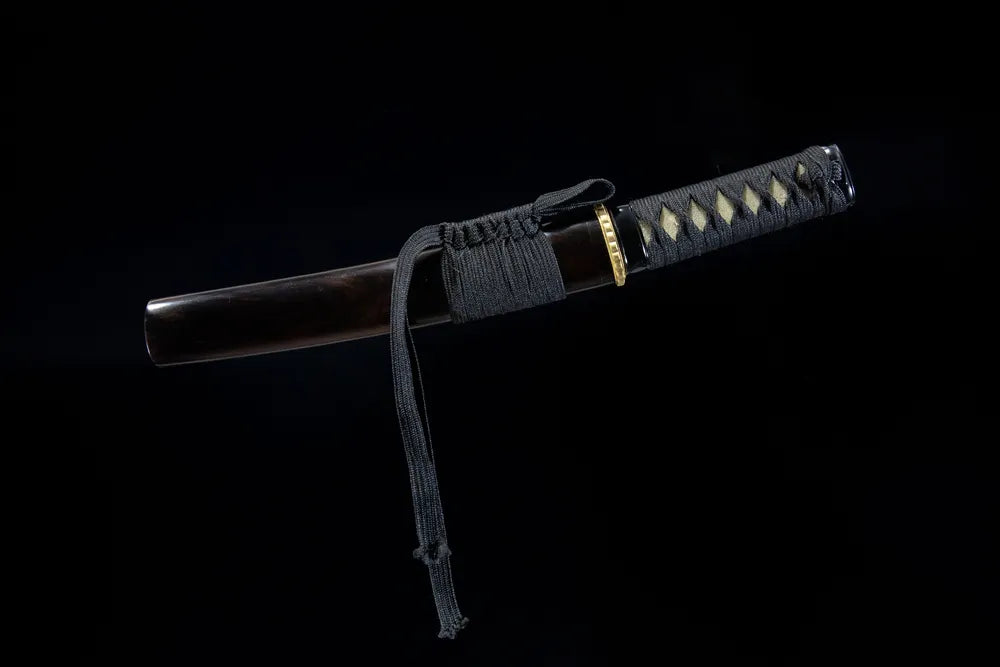 Side-by-side open & closed ebony tanto
