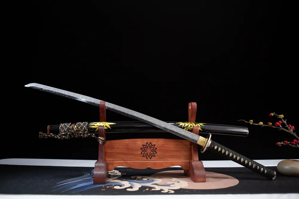 45 angle open full size seasonal bamboo katana