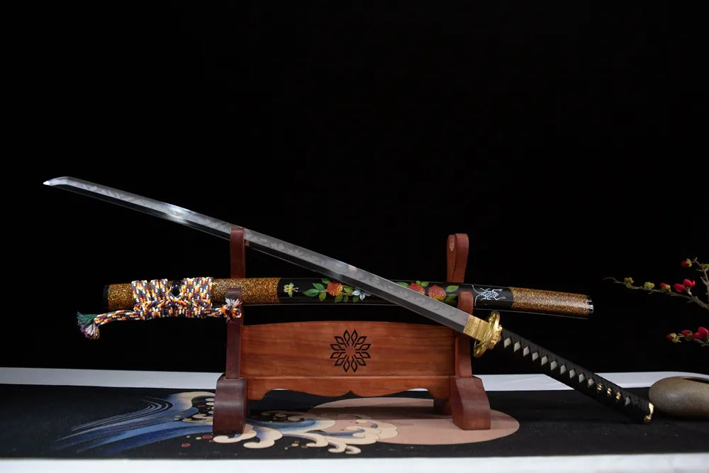 45 angle open berserk katana full length view