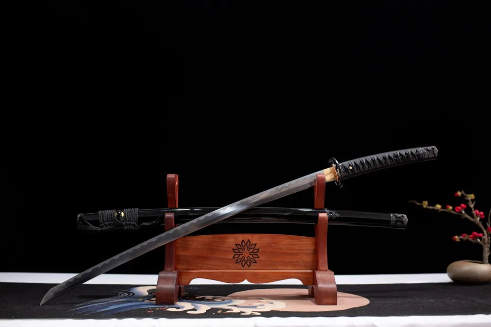 45 angle open full size Himura Kenshin samurai tachi display set