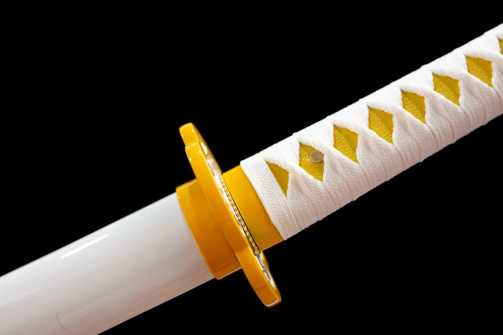 Golden‑trim zinc‑alloy fuchi grip‑ring macro close‑up