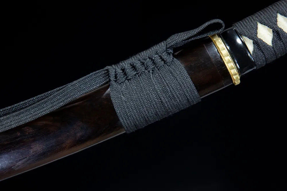 Thick black cotton sage cord close-up