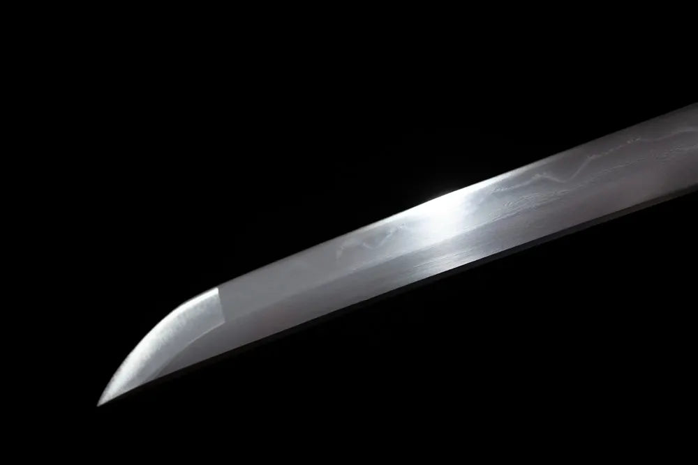 Classic functional katana‑style kissaki tip of Tiankui‑Katana blade close‑up view