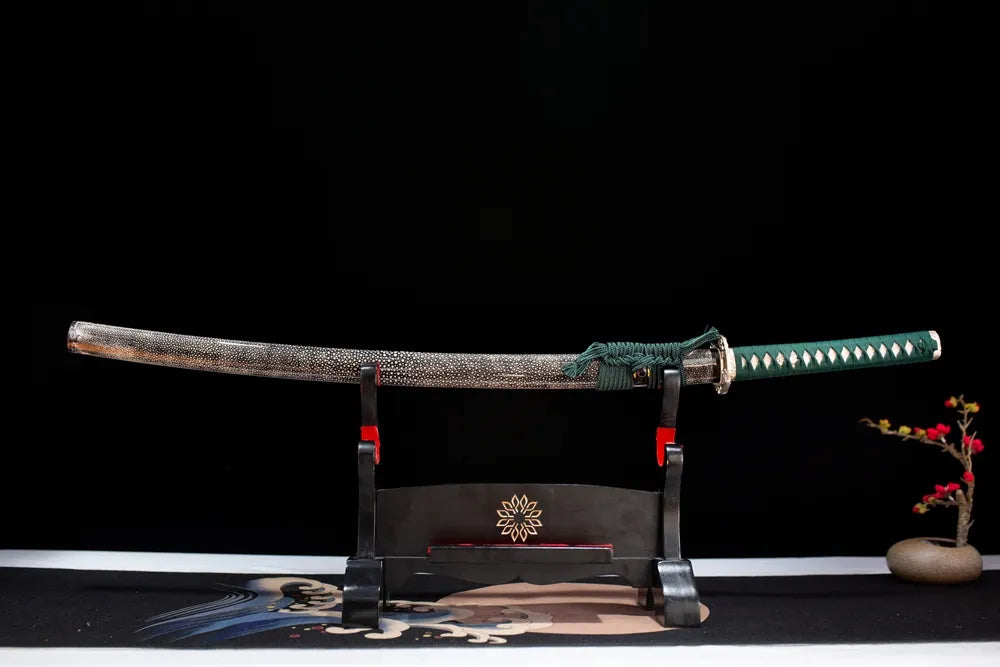 Blooming‑Katana – T10 Clay‑Tempered Spring‑Blooming‑Floral‑Lush‑Motif Japanese Katana Sword