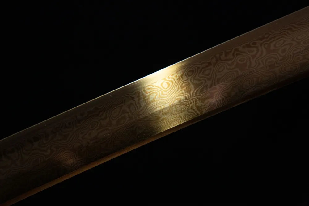 Middle blade detail continuous red wave temper grain polished T10 steel surface