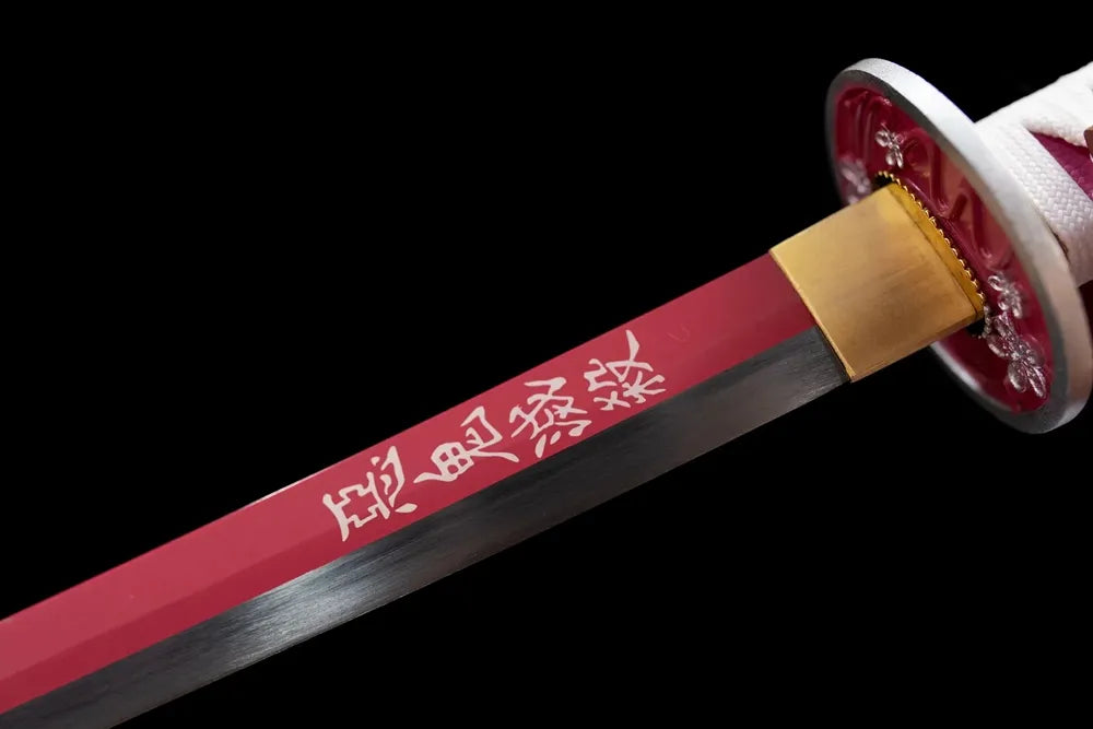 Tsuyuri Kanawo Katana – Demon‑Slayer Flower Hashira Trainee 1060 Steel Sakura Engraved Tsuba Pink‑White Tsuka Cherry‑Blossom Print Saya Nichirin Anime Sword