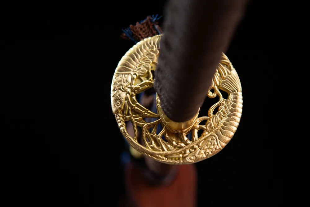 Reverse hollow shrimp pattern alloy tsuba