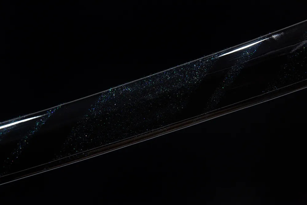 Mid saya detail black glitter sparkling lacquer solid wood texture