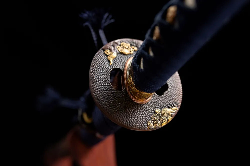 Reverse wave pattern bronze alloy tsuba surface
