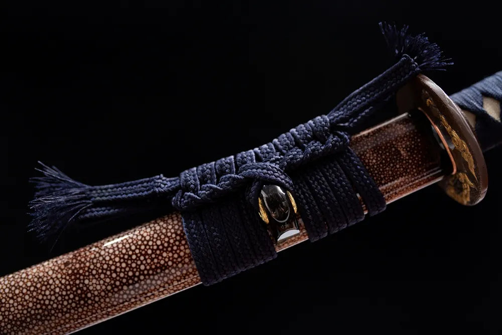 Thick dark blue braided sage cord close-up