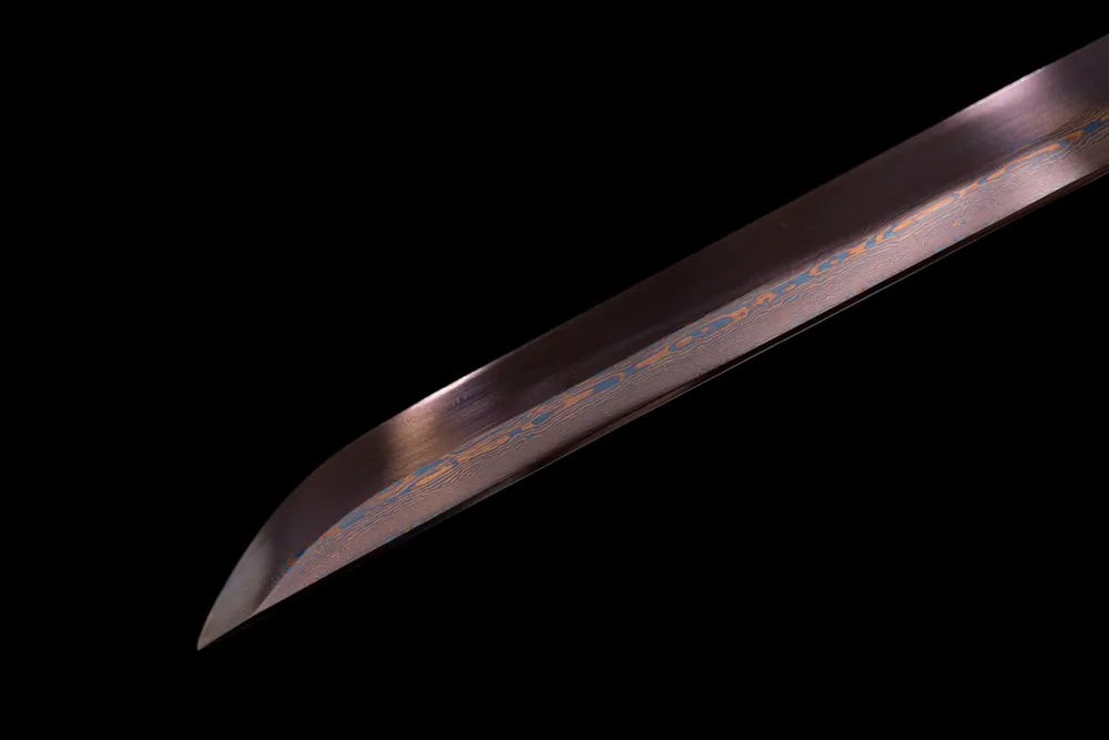 Classic smooth kissaki tip of Blood‑Plum‑Katana blade close‑up view
