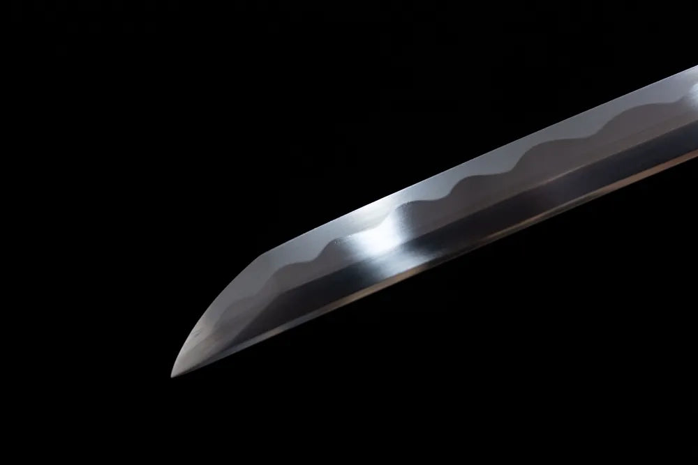 Sharp smooth kissaki anime replica blade tip close view
