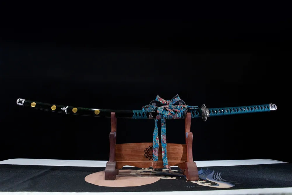 Horizontal front display Edo shogun three-leaf kamon disassemblable plain T10 long tachi