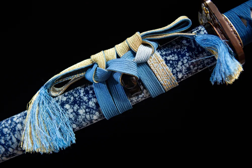Blue gold two tone cotton sage cord close-up