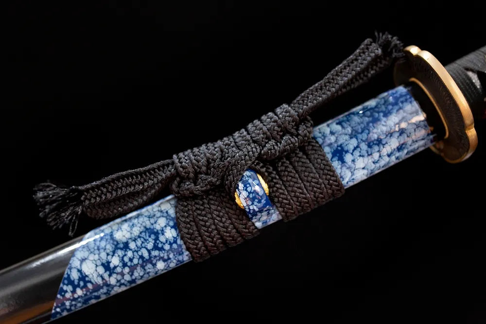 Thick space‑blue‑black mixed‑braided sageo cord star‑sky‑silver‑plated fitting macro close‑up
