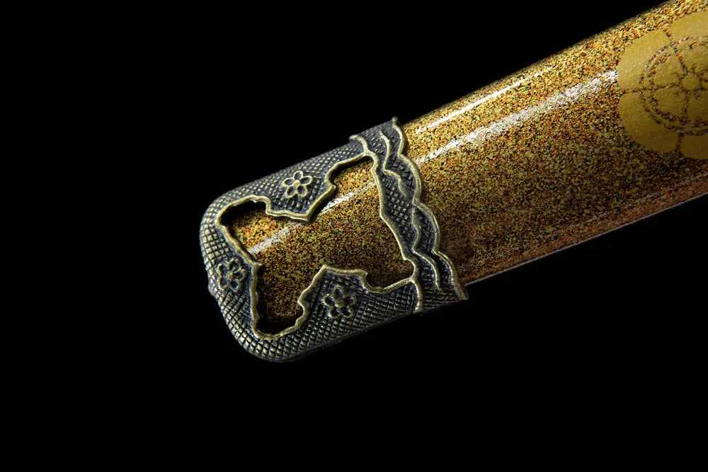 Bottom saya closeup antique bronze floral sheath end cap
