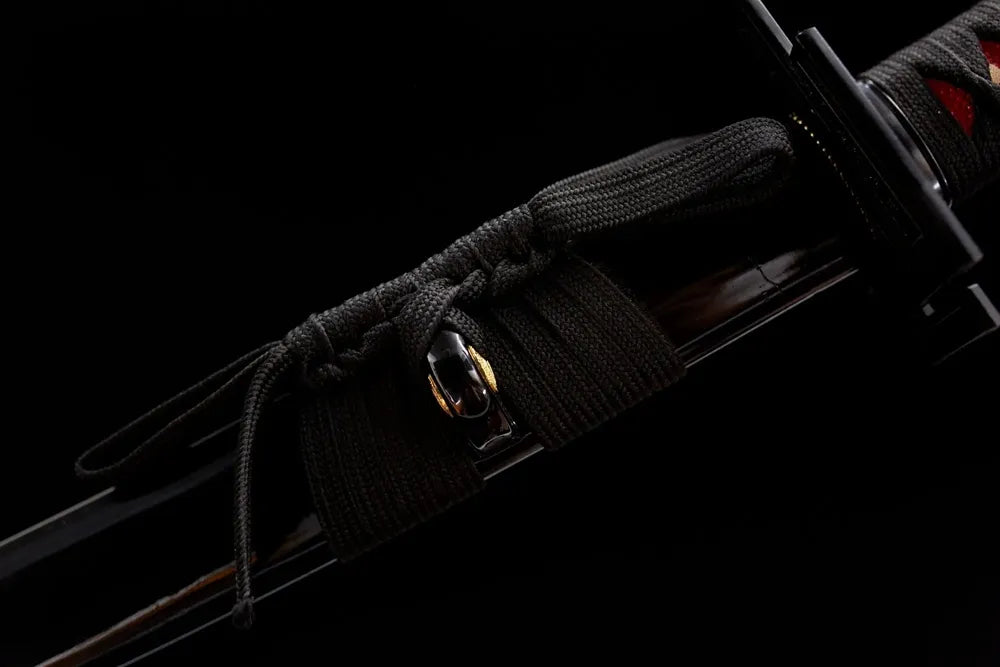 Thick braided black sageo cord with mini golden metal clasp black set