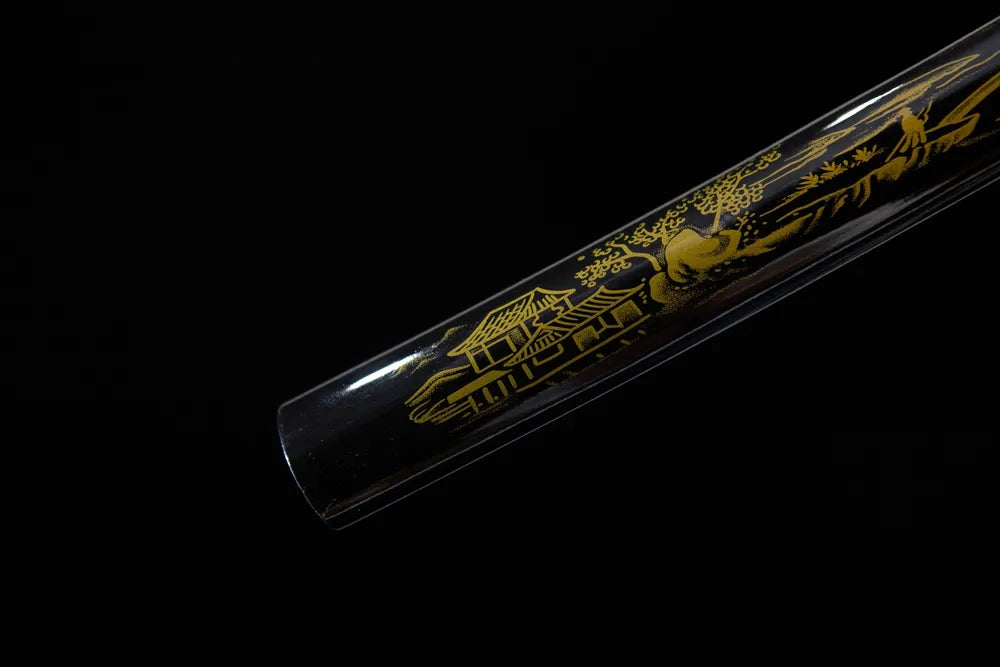 Bottom smooth black gold saya end cap