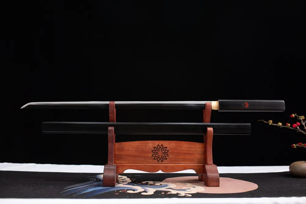 Flat fully drawn plain polished T10 black Sasuke grass blade