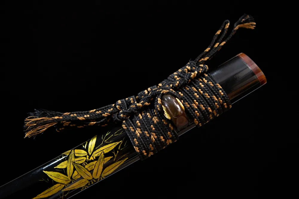 Black gold braided cotton sage cord close-up
