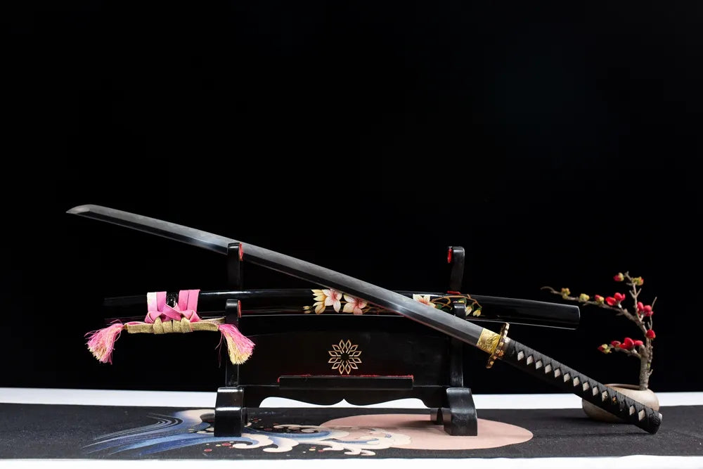 45 angle open full size snowflake fitting vine floral katana