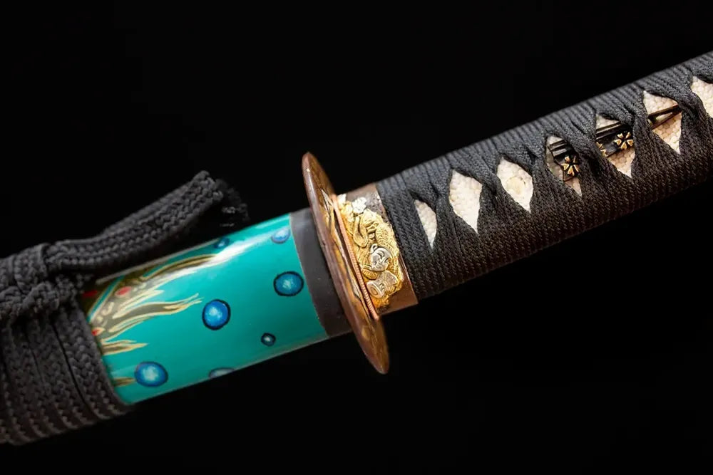 Blue‑Peafowl‑Katana – T10‑Clay‑Tempered‑Blue‑Peafowl‑Exotic‑Avian‑Plumage‑Motif Japanese Katana Sword