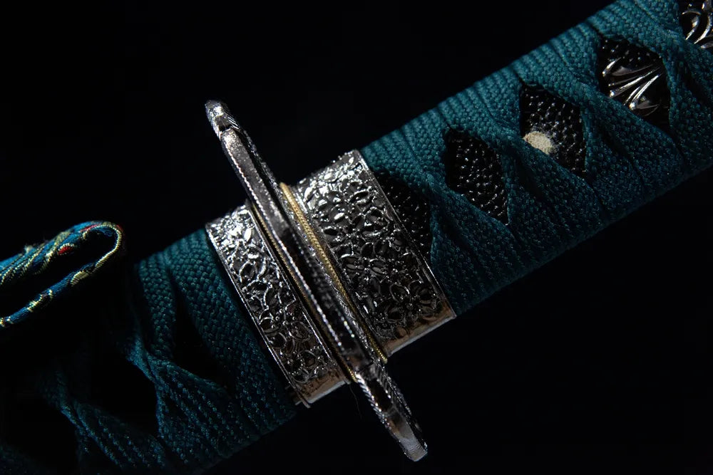 Fuchi collar closeup tokugawa three-leaf crest antique bronze ring fitting
