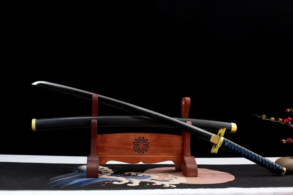 45‑angle open full size Tokitou Muichirou katana two‑layer wood rack