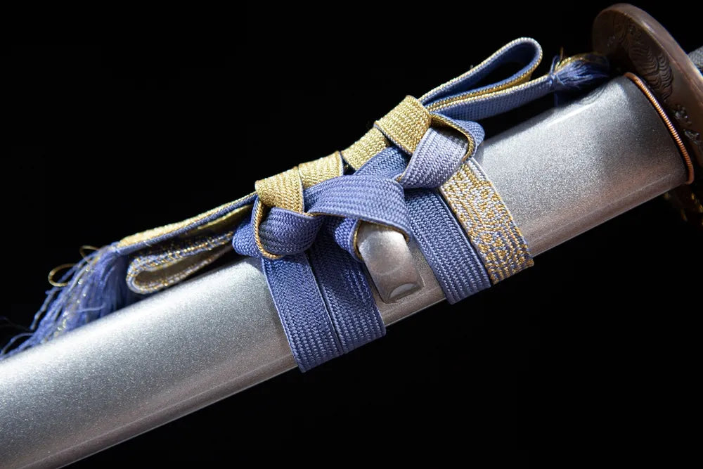 Blue gold mixed coarse cotton sage cord close-up