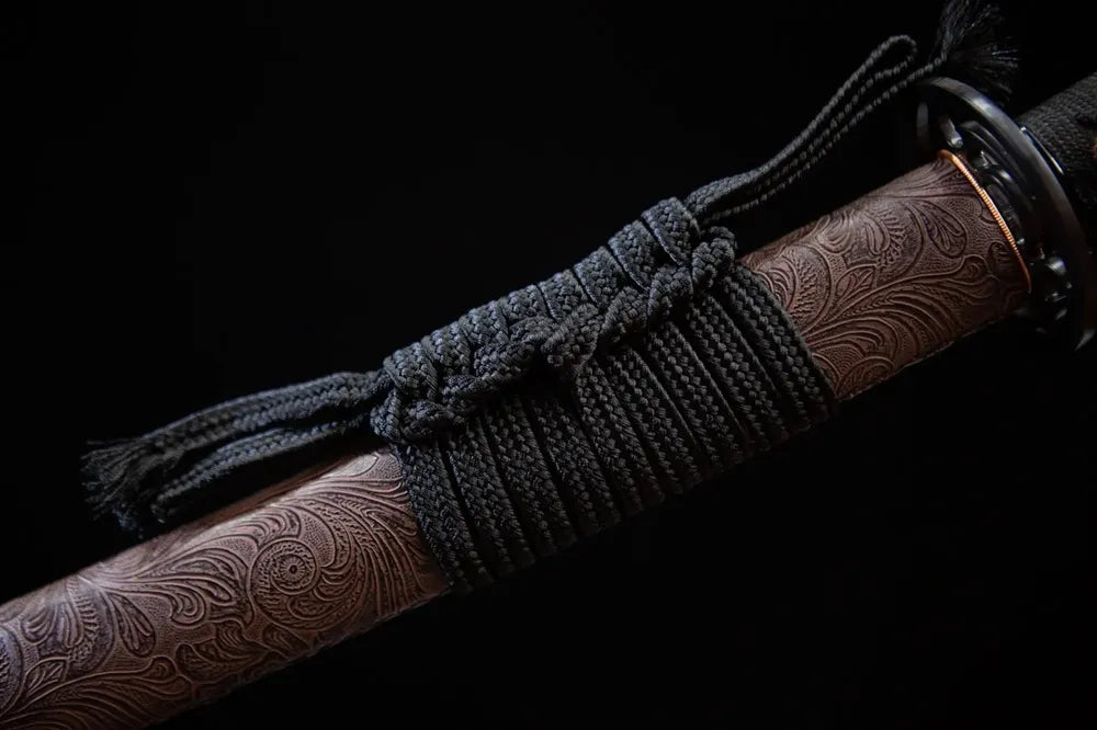 Thick black woven sage cord close-up