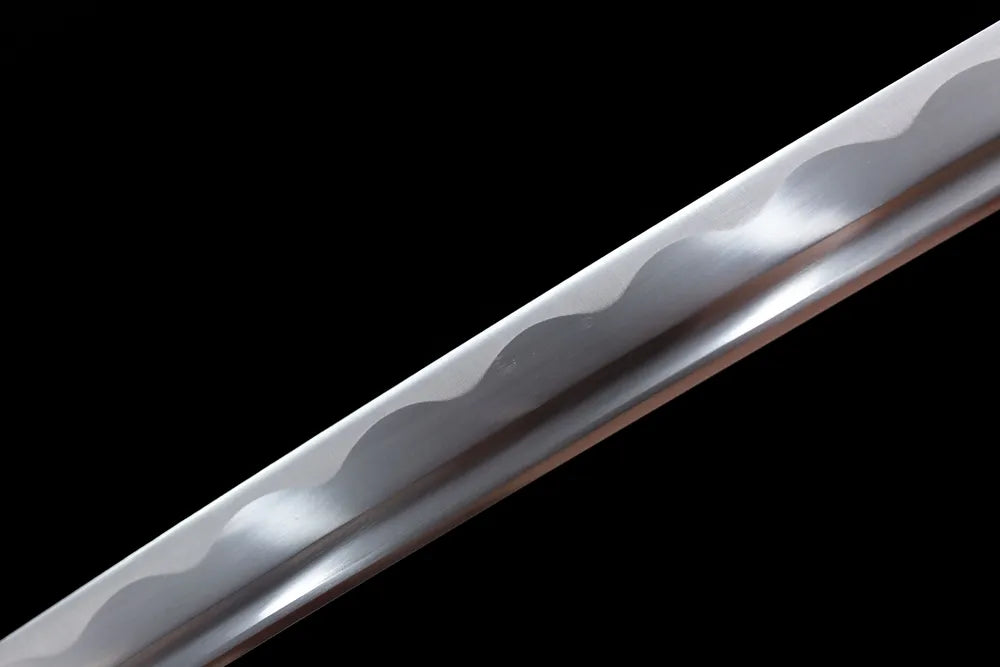 Mid continuous gentle notare temper wave steel silver‑polished texture shot