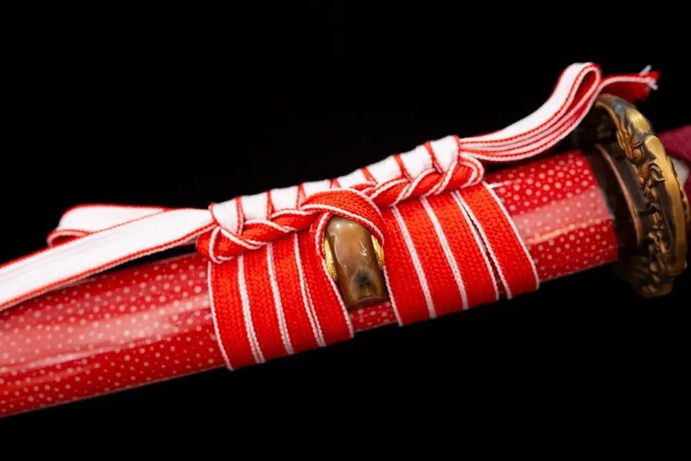 Thick high‑grade double‑layer cotton sageo cord antique‑copper fitting macro close‑up