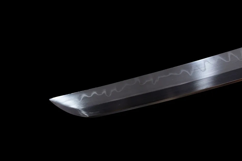 Functional practical katana‑style kissaki tip of Counterblade‑Katana blade close‑up view