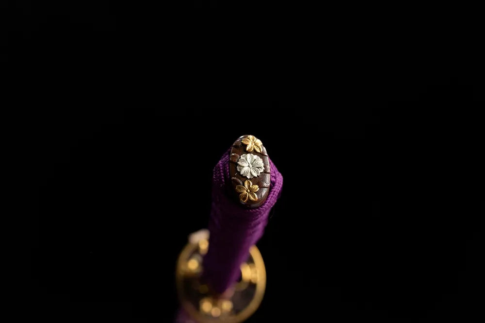 3D sunflower white gold pommel cap detail