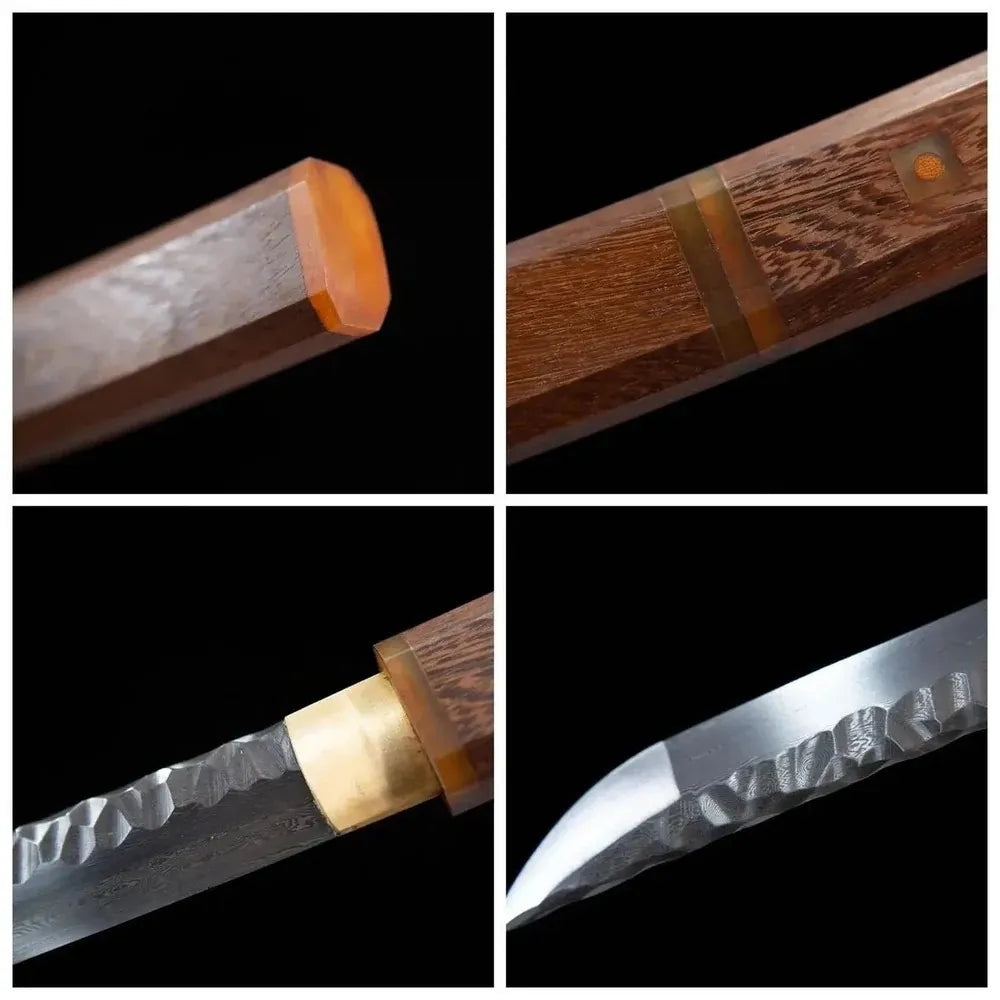 4-grid collage shirasaya blade & wood fittings close-ups