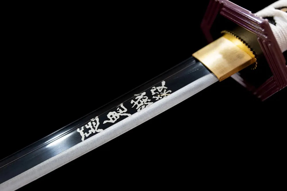 Tomioka Giyuu Katana – Demon‑Slayer Water Hashira 1060 Steel Octagonal Tsuba White Tsuka Matte‑Black Single‑Hi Saya Nichirin Anime Sword
